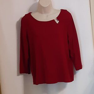 Rafaella Dark Red Career Top 3/2 sleeves  Size XL